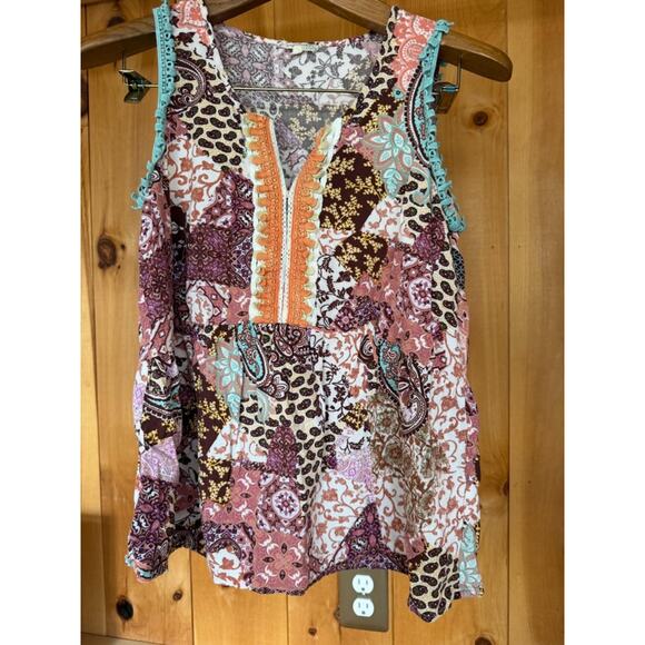 Mystree Tops - MYSTREE Boutique Boho Patchwork Sz SMALL